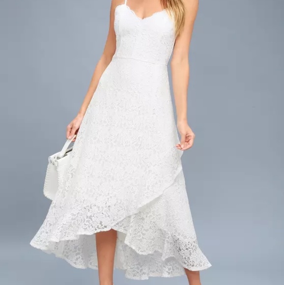 Lulus Dresses & Skirts - Lulu's Saunter Along white lace midi dress